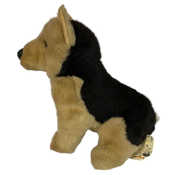Aux Nations Plush German Shepherd Dog Stuffed Animal Seated Tan Black France - Picture 2 of 11